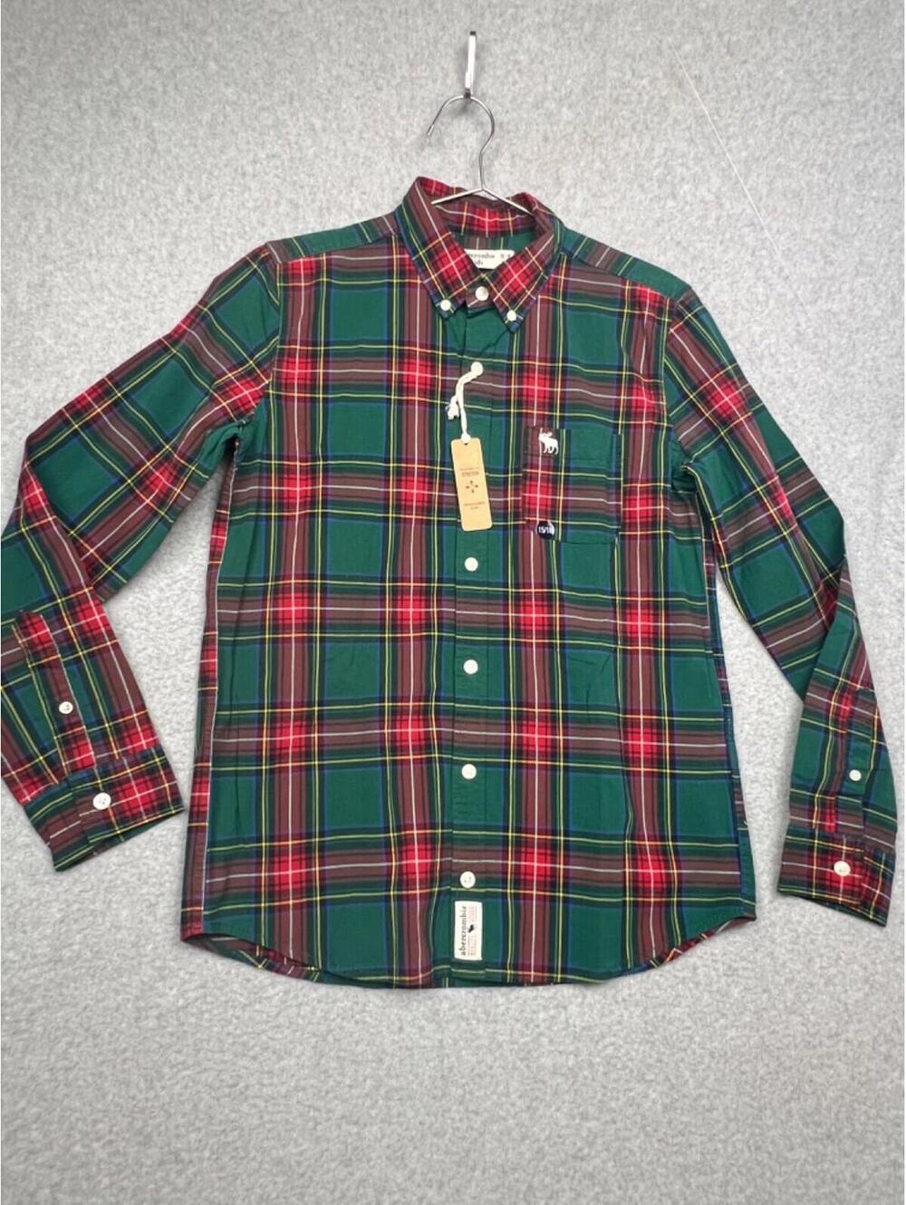 Abercrombie Kids Plaid Long Sleeve Button Up Shirt Boys Youth Kids 15/16 Holiday